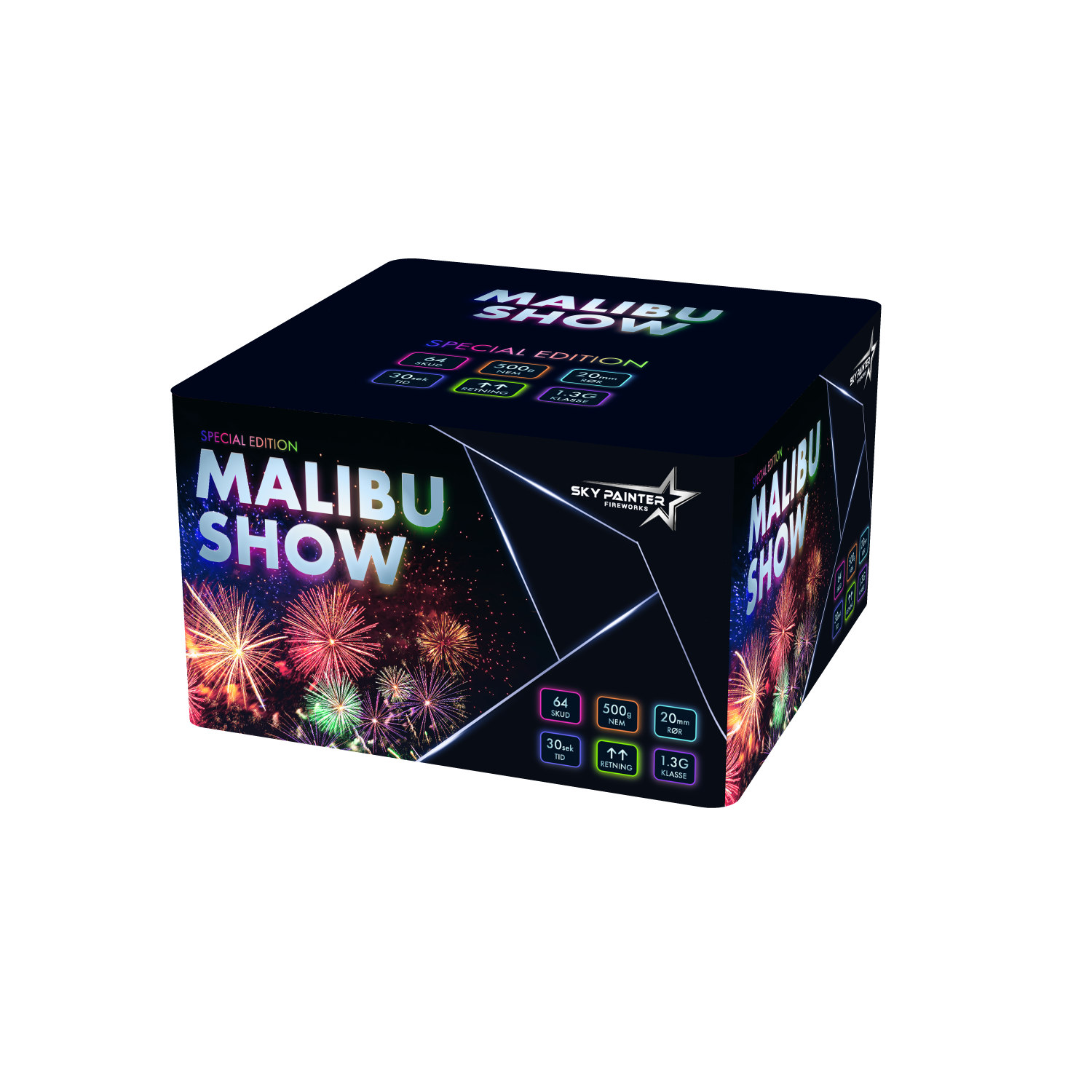 Malibu Show, 64 Skud, 20 MM med Guldbrokade og 500 gr. krudt