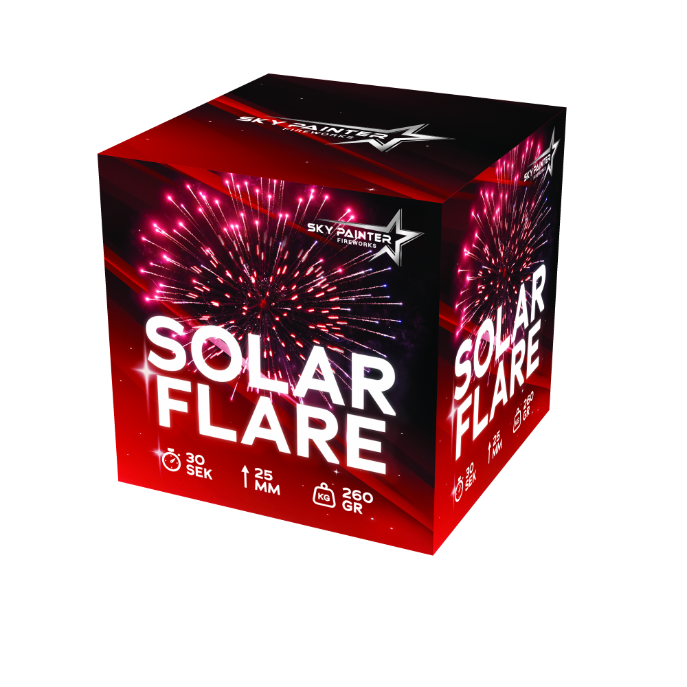 Solar Flare – 25 skud/25 mm – 5 forskellige farverige effekter