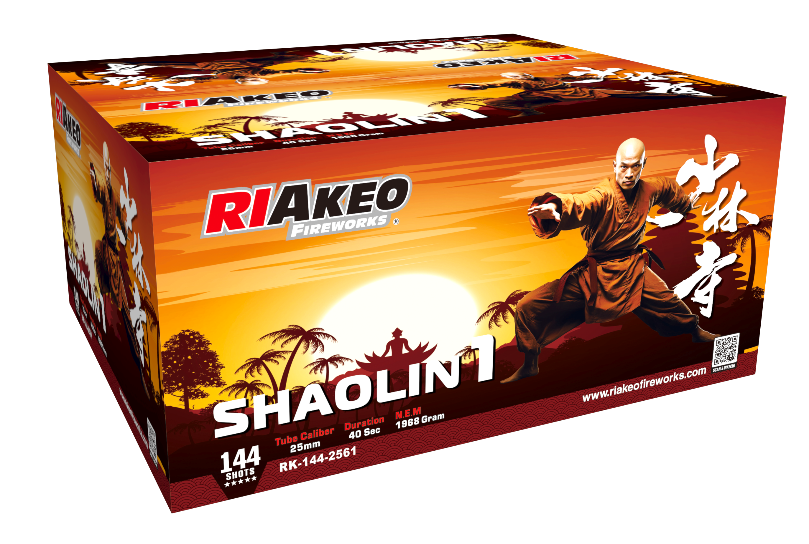 Shaolin 1 fra Riakeo Fireworks -144 skud / 25 MM compound