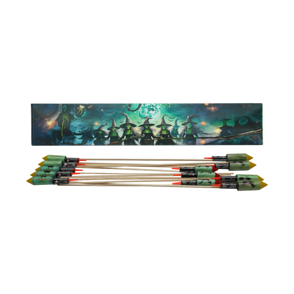 Flying witch, 12 witches on a stick