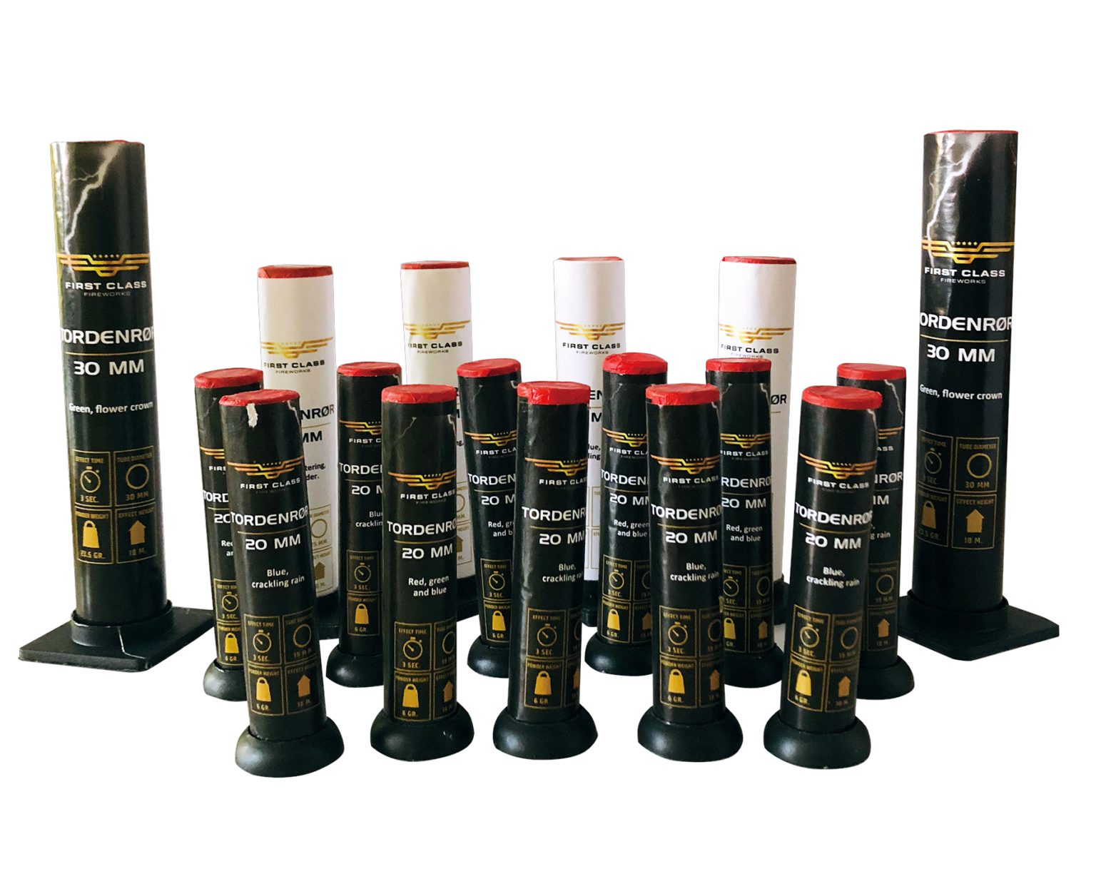 Luftbombesortiment, 17 stk.